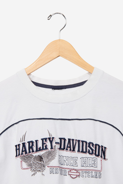 Harley Davidson y2k White Embroidered Eagle Tee