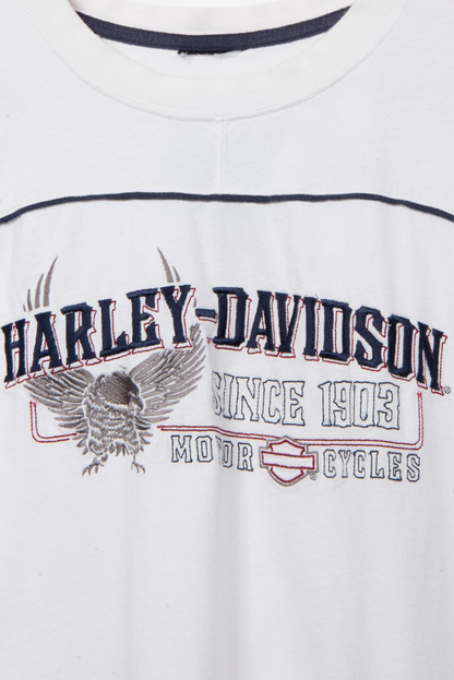 Harley Davidson y2k White Embroidered Eagle Tee